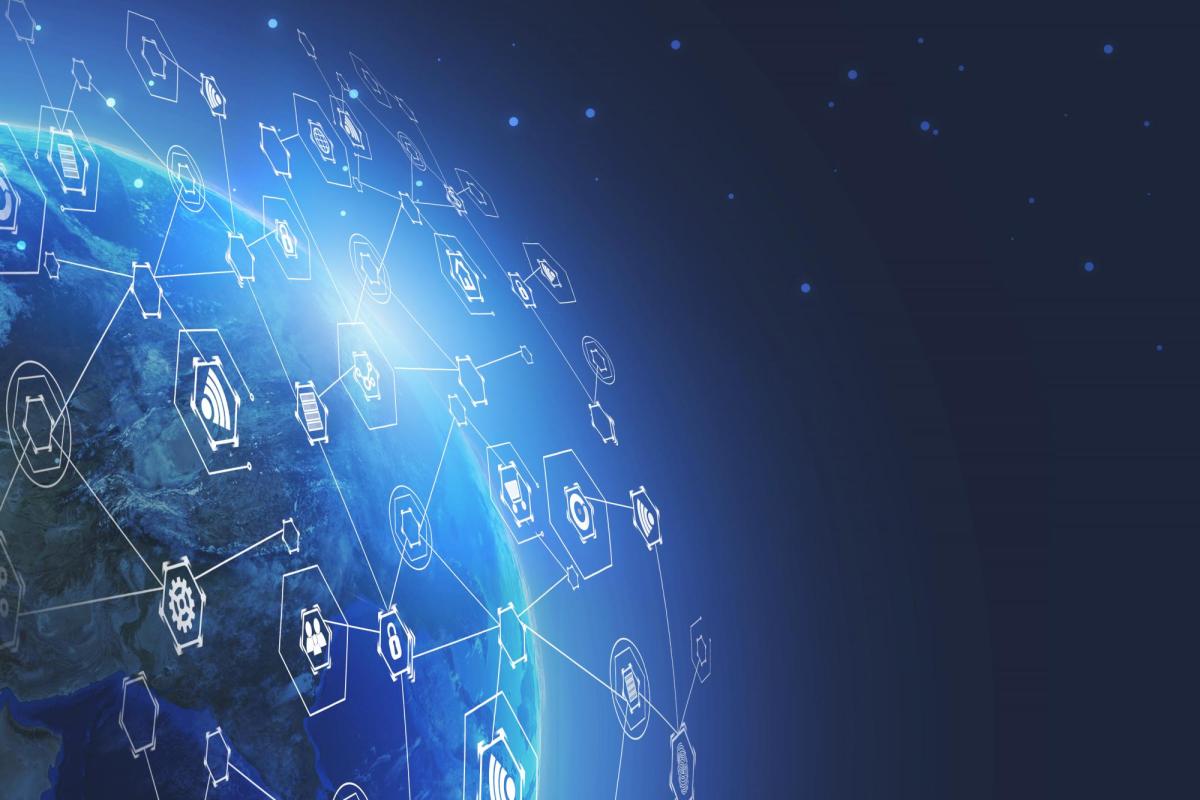 An illustration of the Earth covered by a network of connected devices