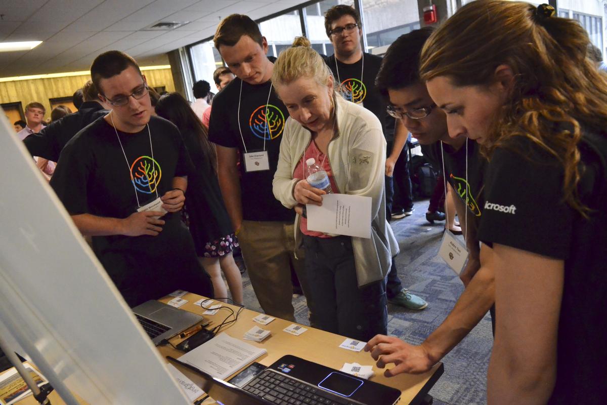 Students show off their capstone project at the CS Expo