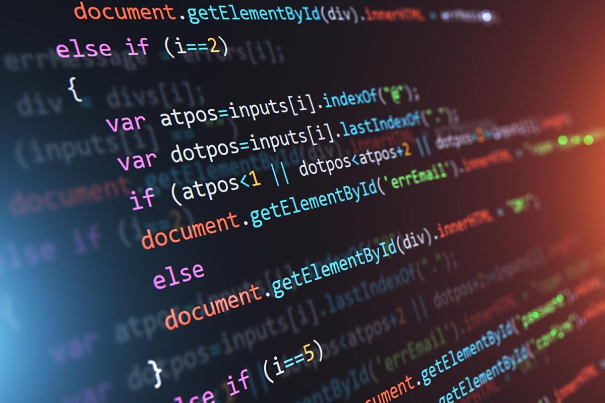 Programming code displayed on computer screen