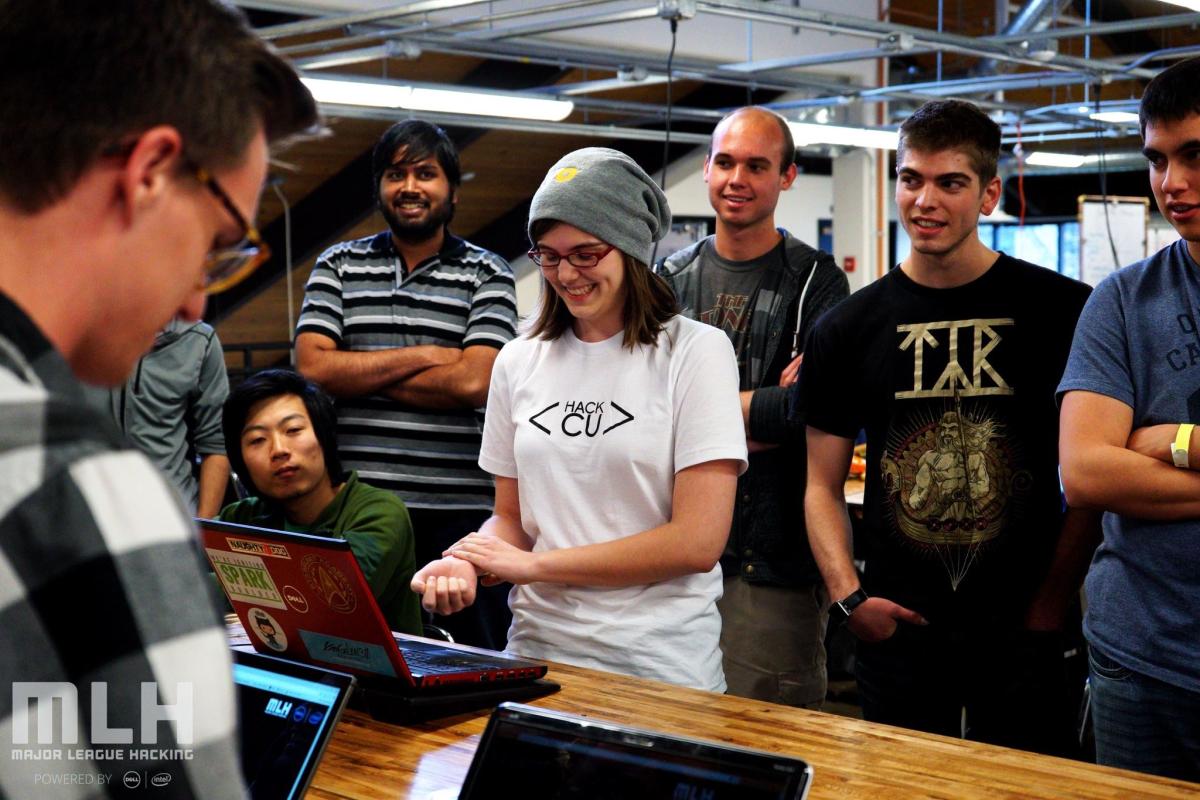 Students compete in a challenge at Hack CU