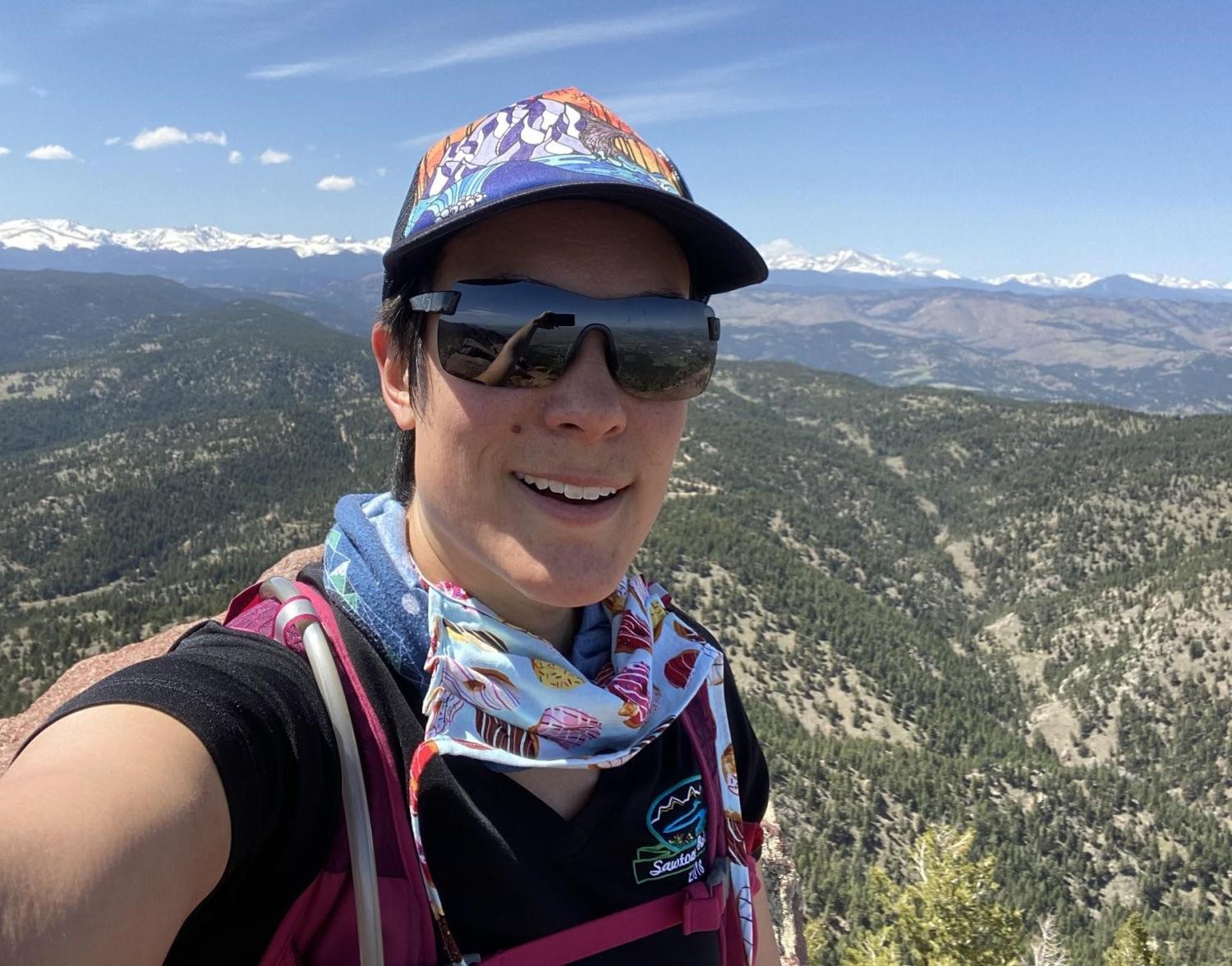 Christine Chang takes a selfie during a hike