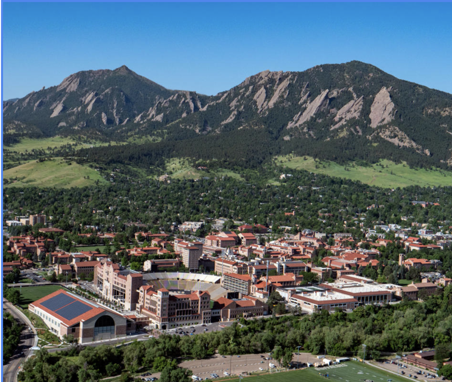 Aerial view of CU Boulder