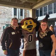 Lucky Vidmar and his wife Aubrey Ardema with Chip the Buffalo