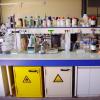 A workbench in a chemistry laboratory.