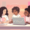Students working with a computer