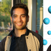 Rajshekar Guda Subhash and a schematic of his hands-free VR research