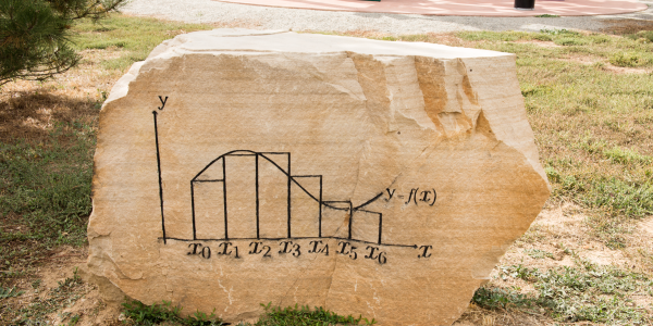 Riemann sums, boxes under a curve on the rocks