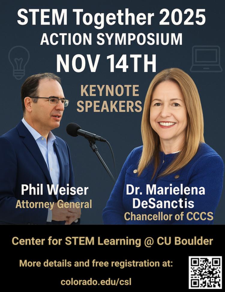 Keynote Speakers for CSL's STEM Together 2025, Phil Weiser and Dr. Marielena Desanctis