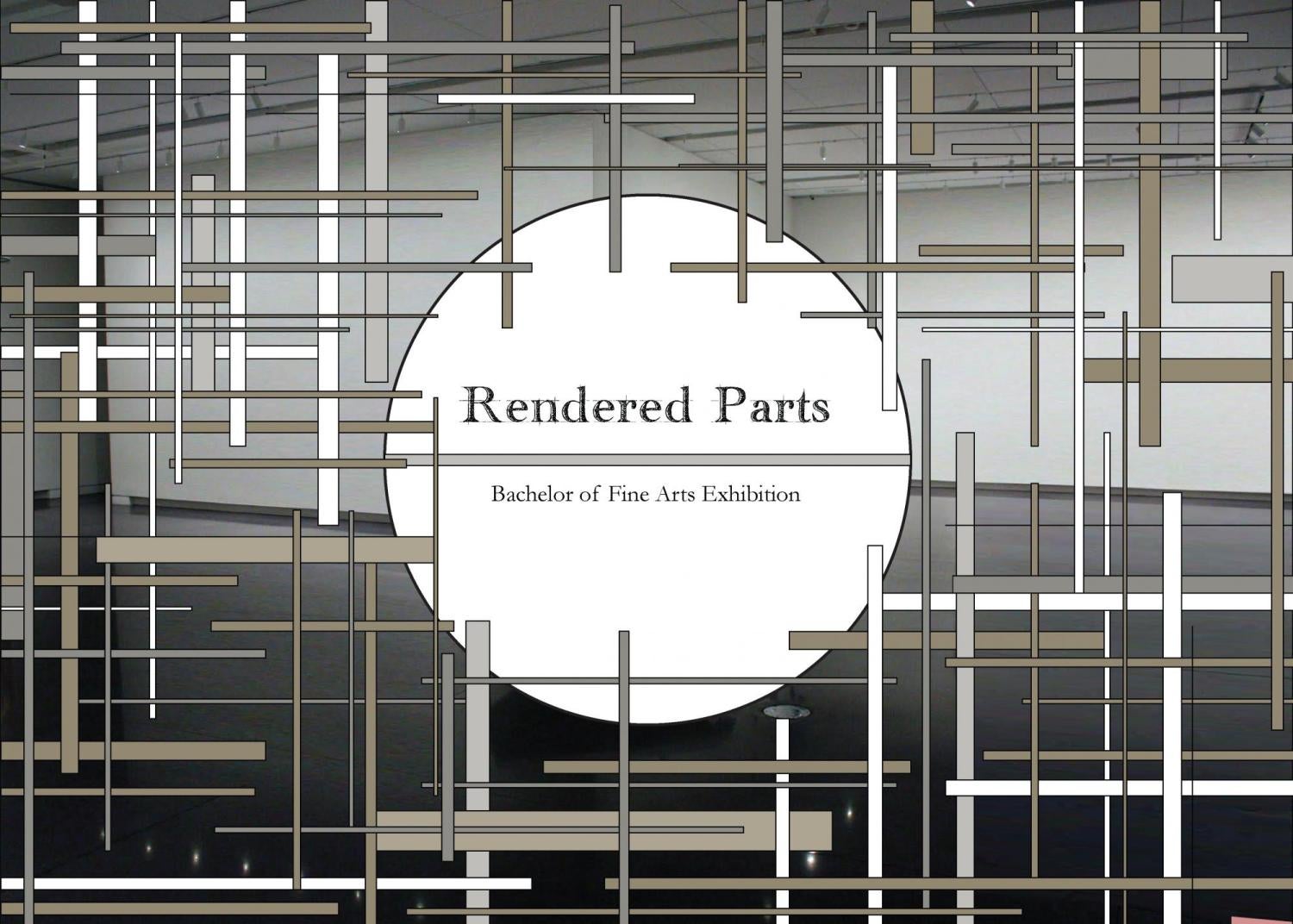 An abstract pattern around the text "rendered parts"