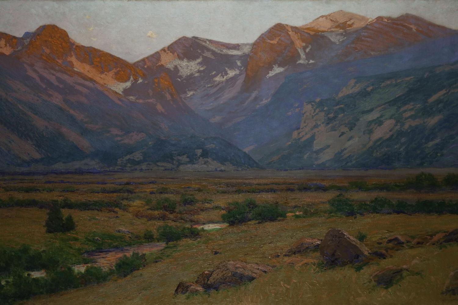 Painting of a mountain valley