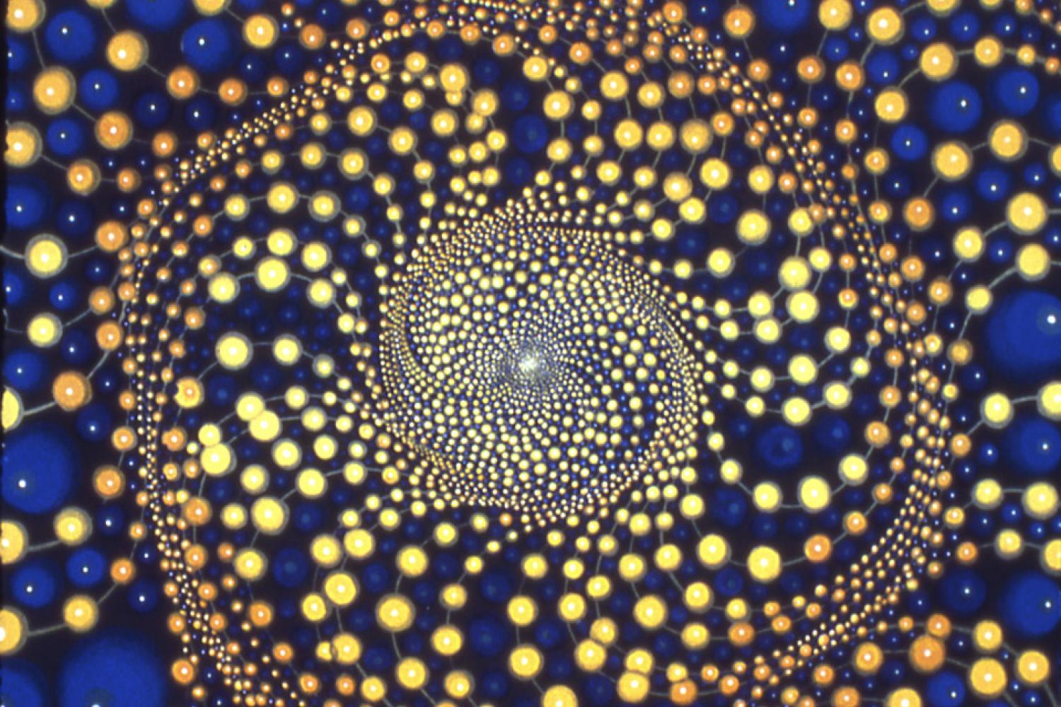 blue and yellow screen print