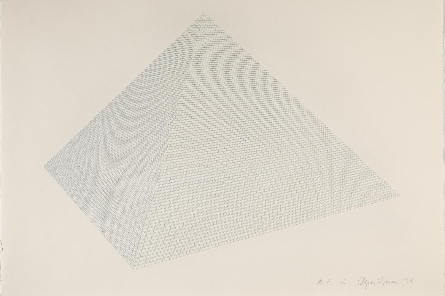 very detailed drawing of a pyramid