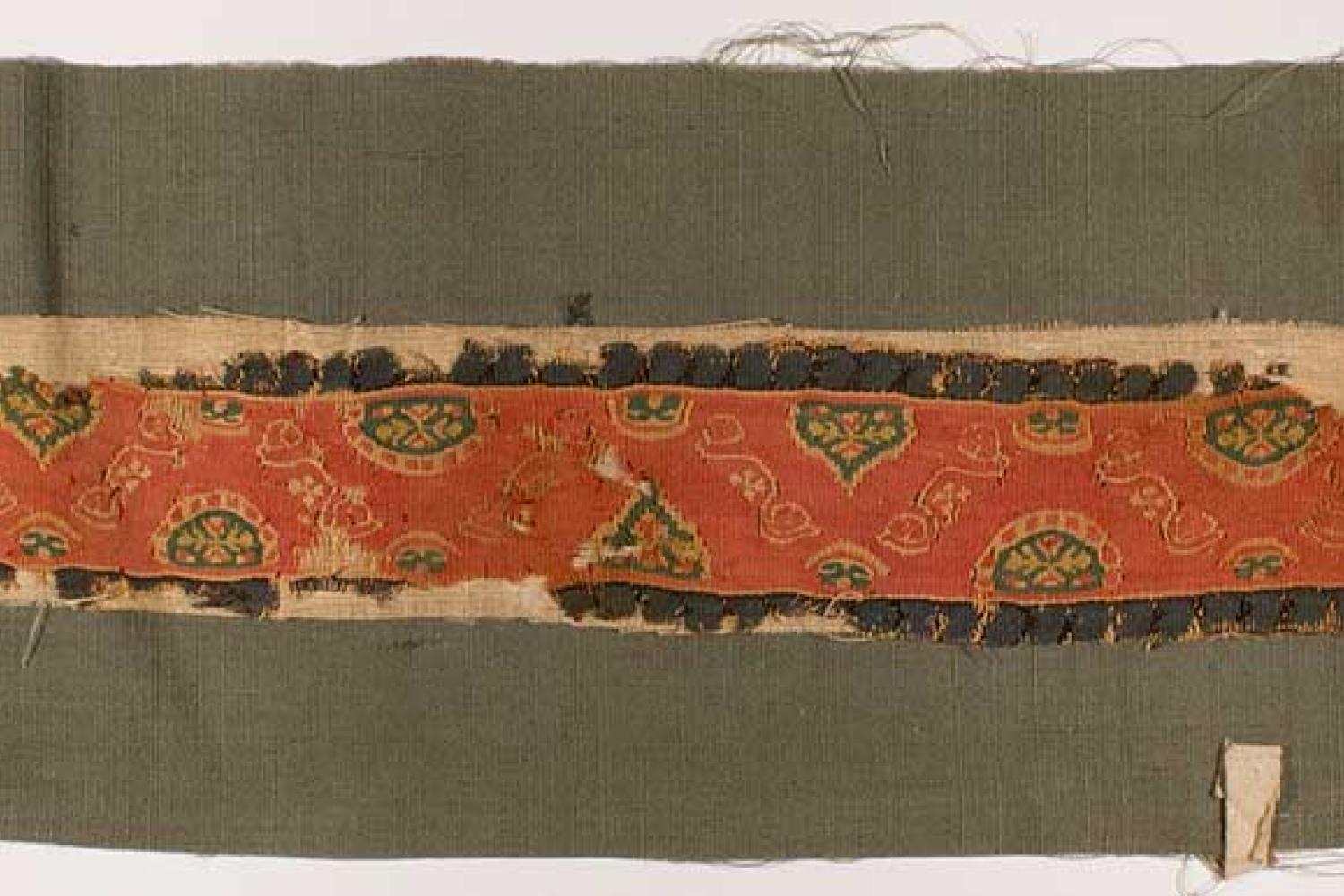 Close up of red patterned textile