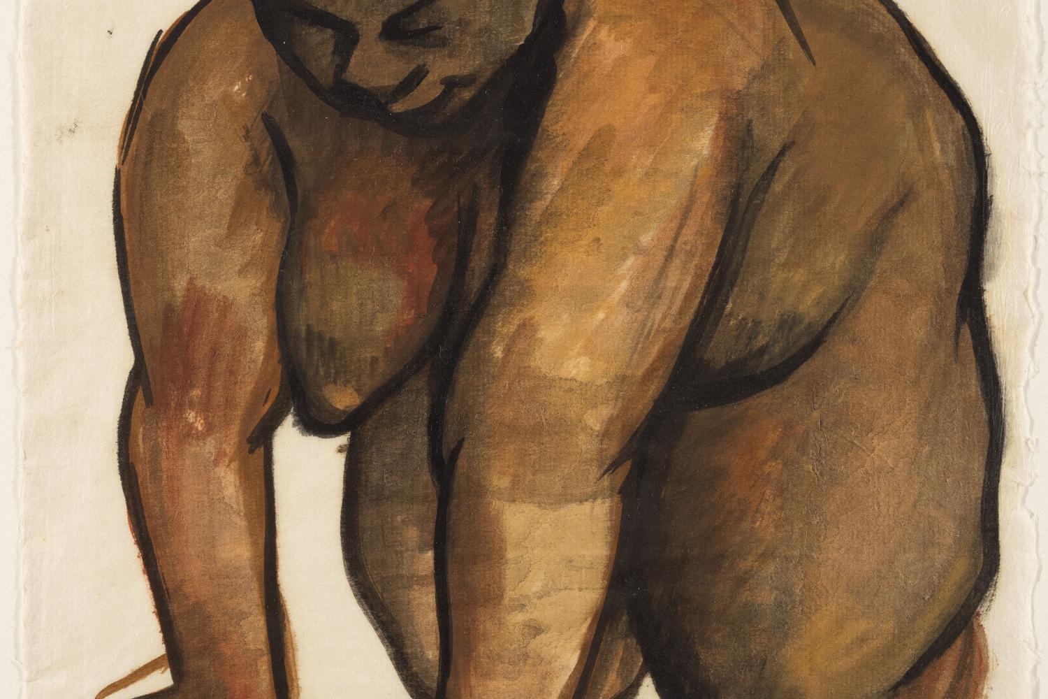 drawing of a woman on her knees