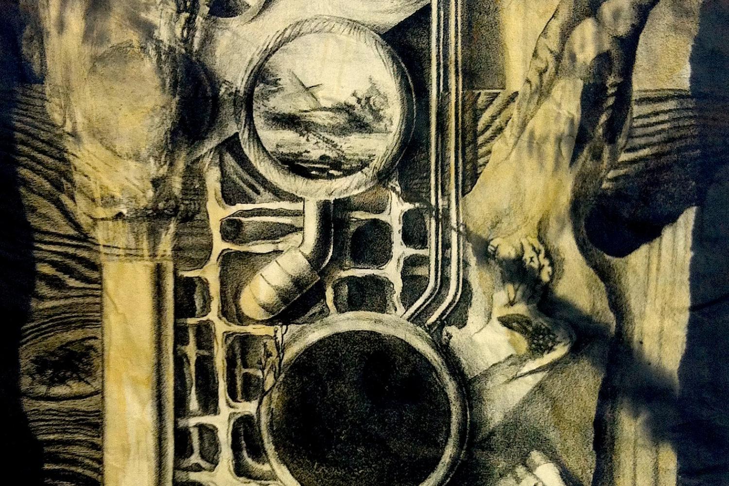 Highly stylized sepia tone still life.