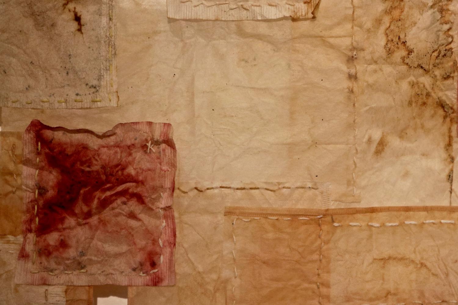 deatil of a work made with tea bags