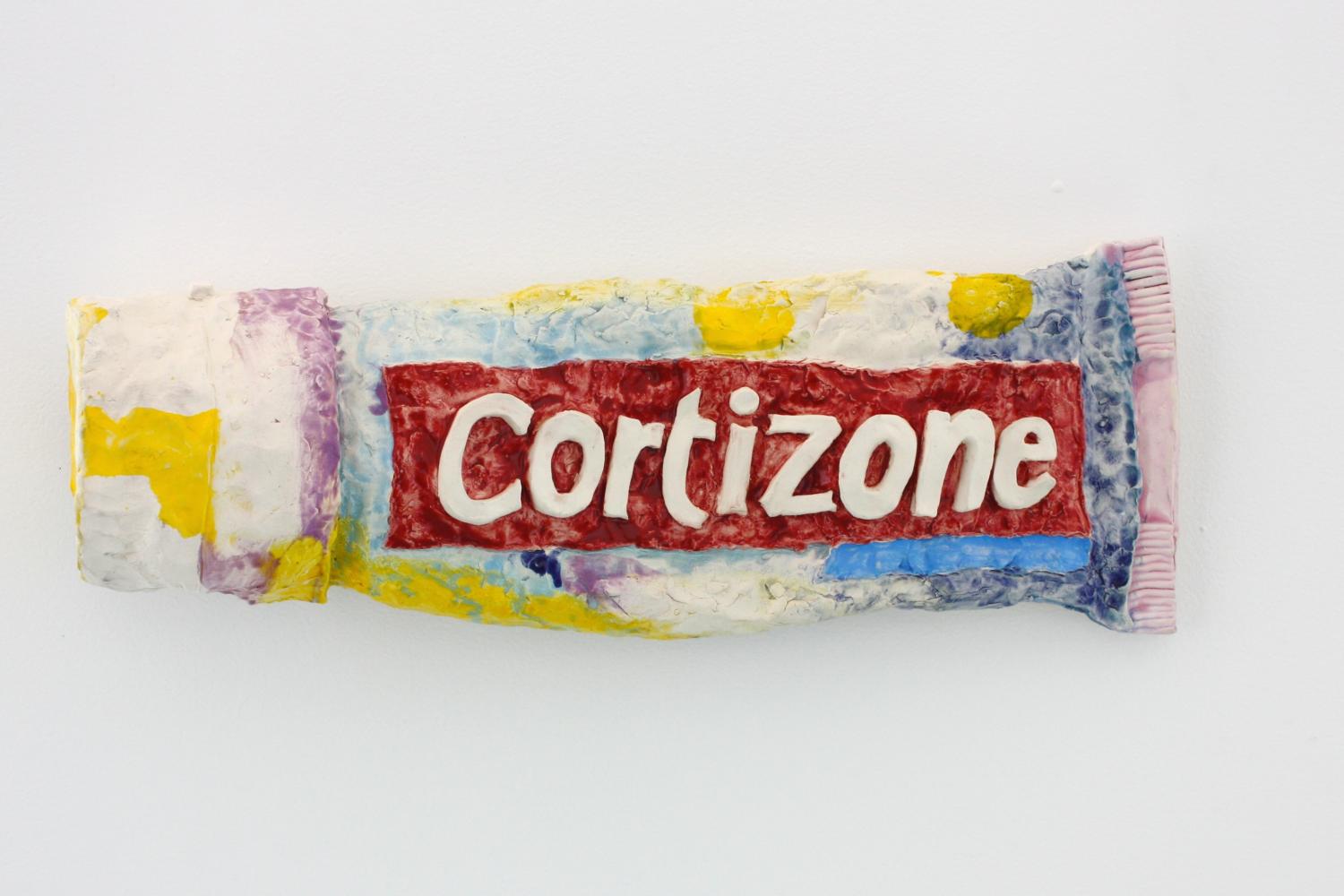 Ceramic replica of a tube of cortizone,