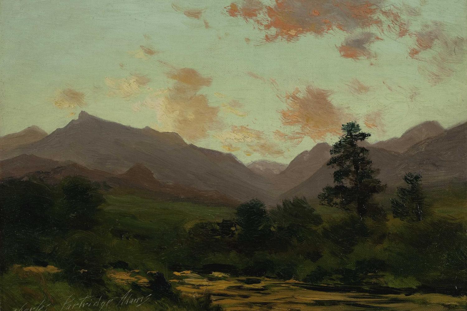 painting of a mountain valley