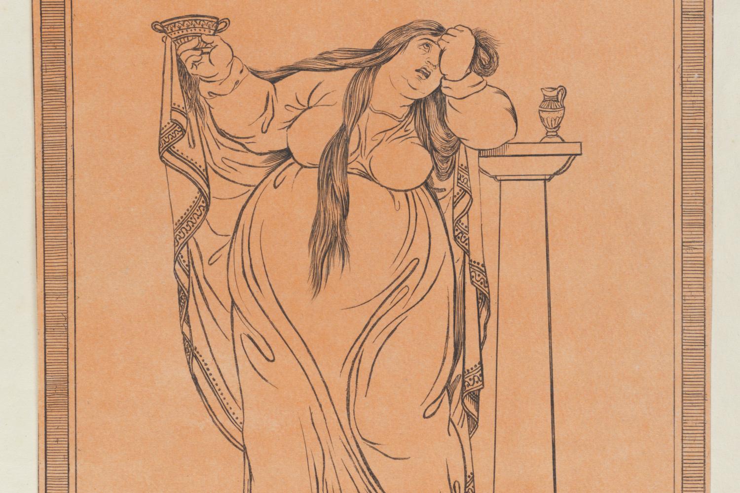 A print of an obese women looking forlorn