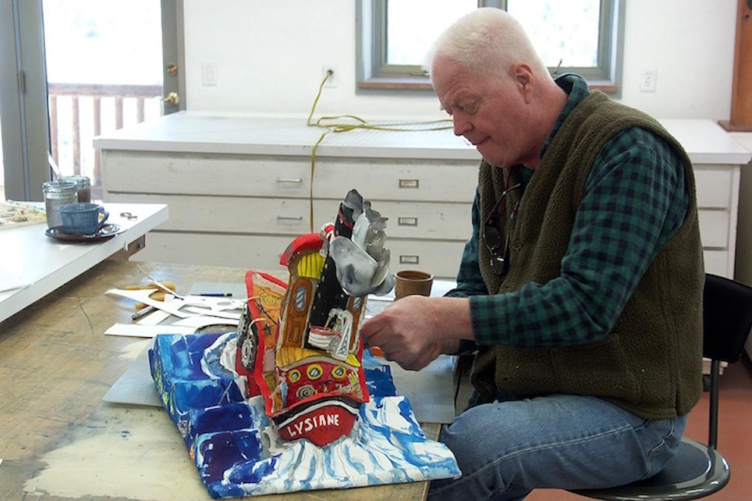 Red Grooms at work in the studio