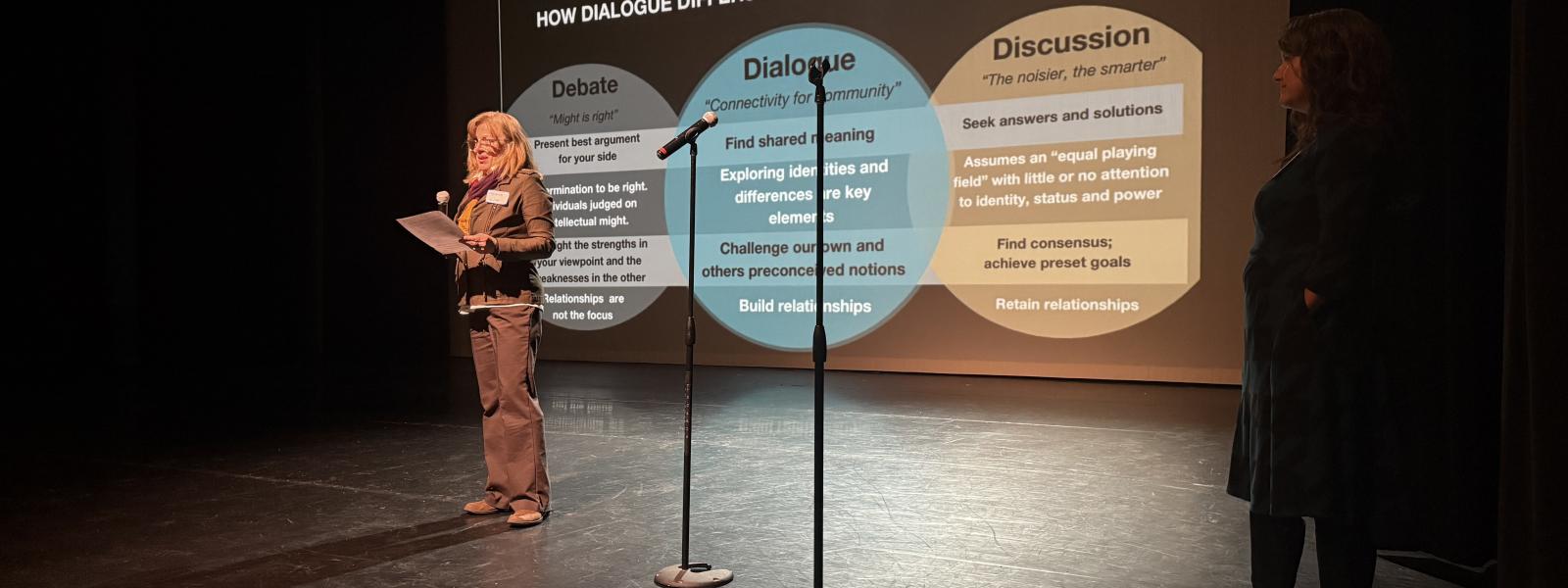 Melanie presenting on dialogue slide