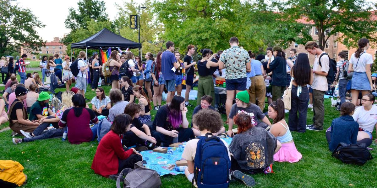Students at Pride Picnic on Regent Lawn