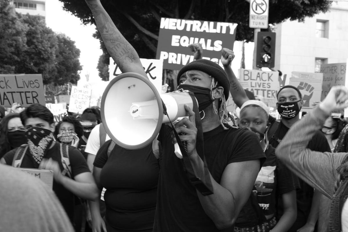 image of an activist protesing