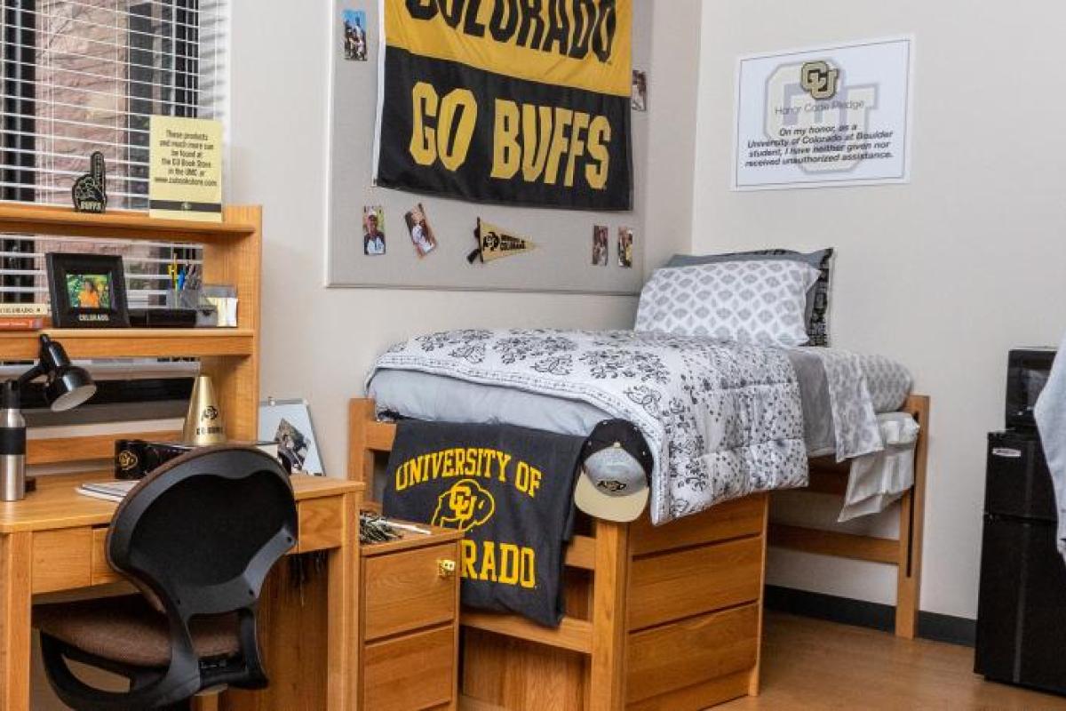 A CU Boulder residence hall room.
