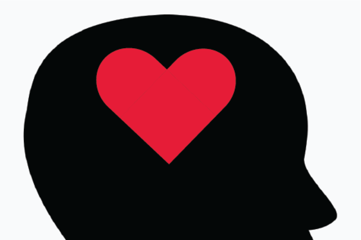 black head with heart