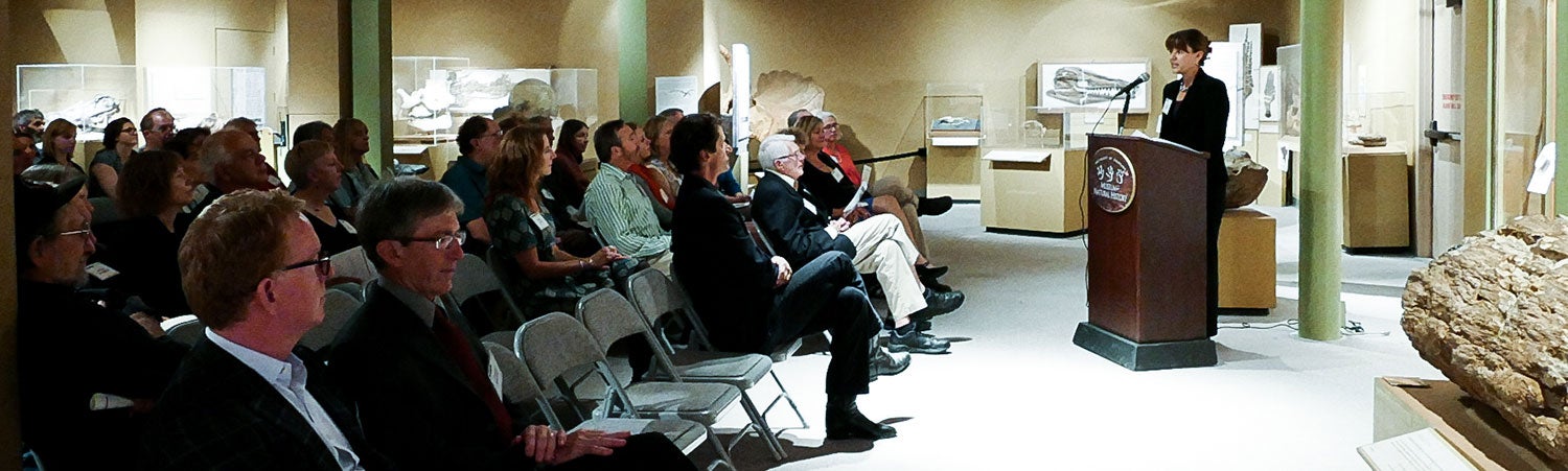 People attending a gallery opening