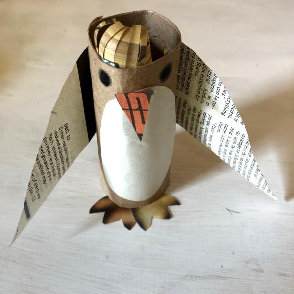 penguin made of toilet paper tube