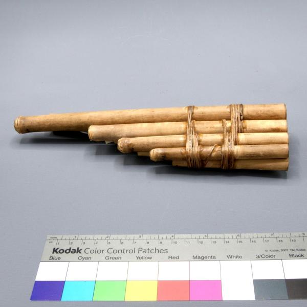 Panpipe. Material: Bamboo, fiber, plant. Pre-1949. (07160)