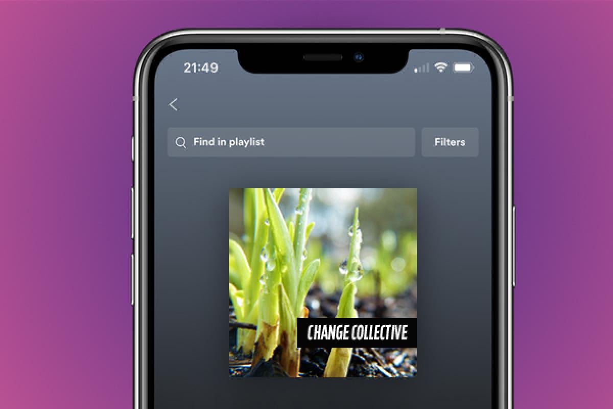 smart phone with album cover on it