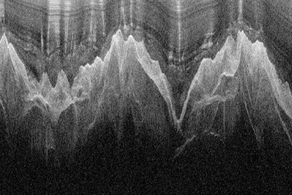 Radar image of mountains under ice sheet