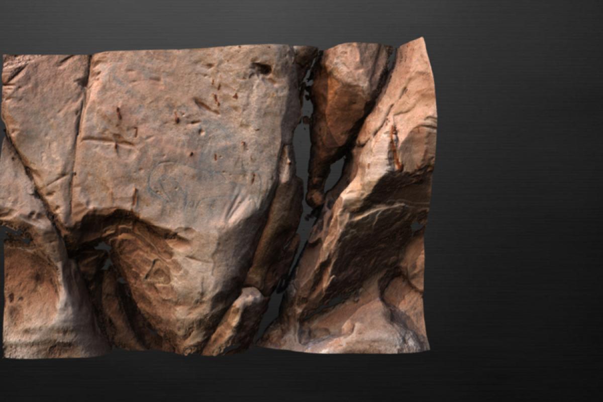 segment of rock with horse drawing