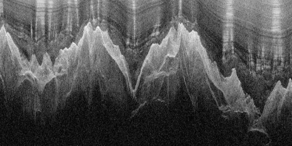 Radar image of mountains under ice sheet