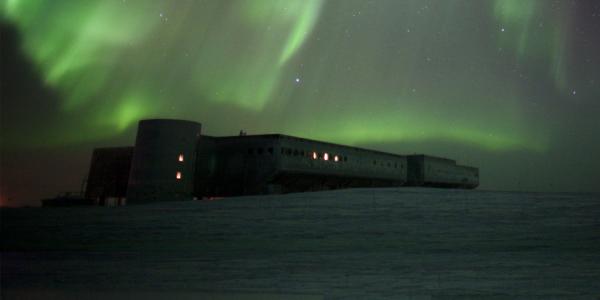 southern lights above research station