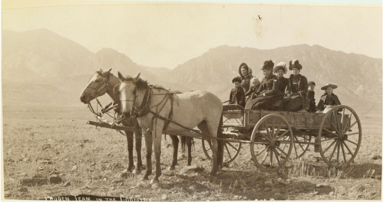 Jennie Pruden and other local women in the Pruden wagon. 