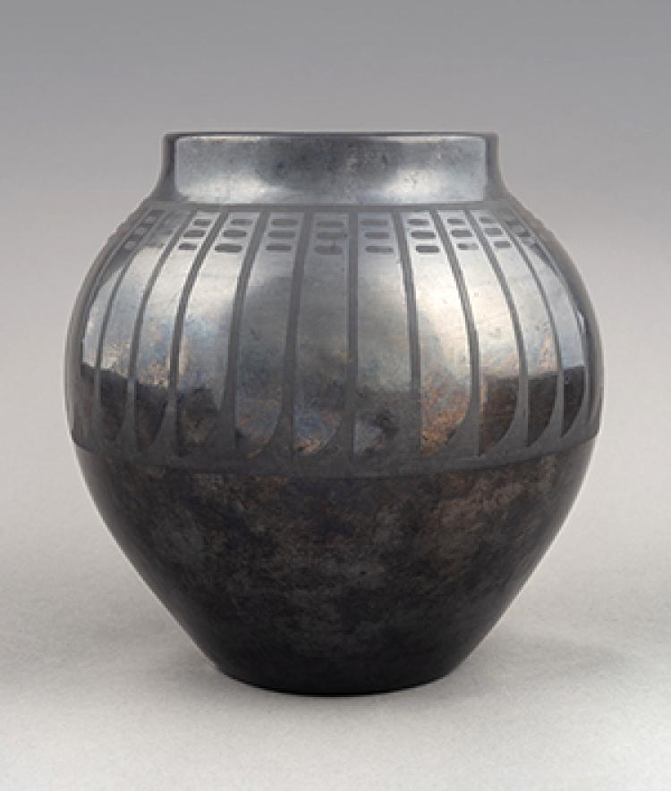 pot with black on black design