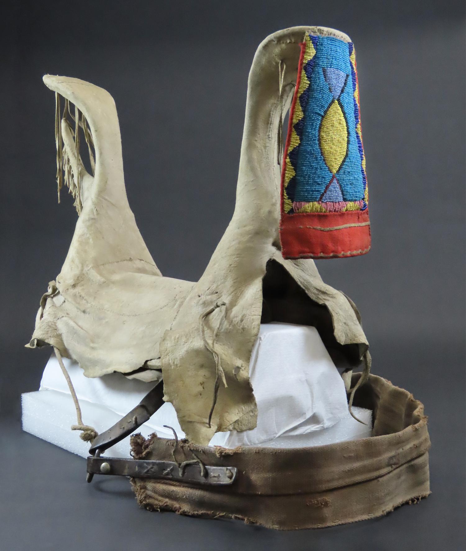 saddle made of beads and leather