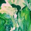 Painting with green and white swirls