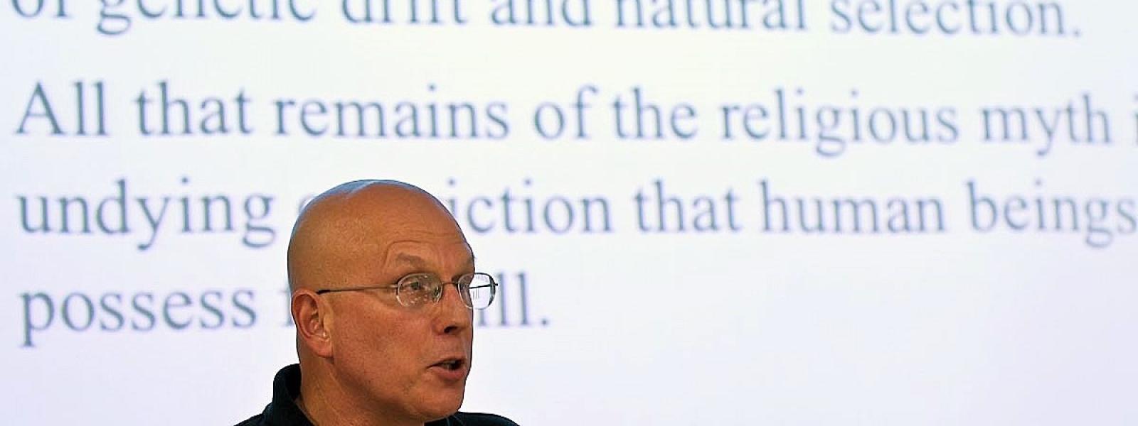 Mylan Engel giving a talk at RoME IV