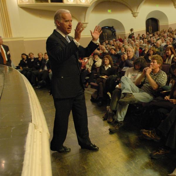 Former Vice President Joe Biden gives the Keynote Address at the Conference on World Affairs