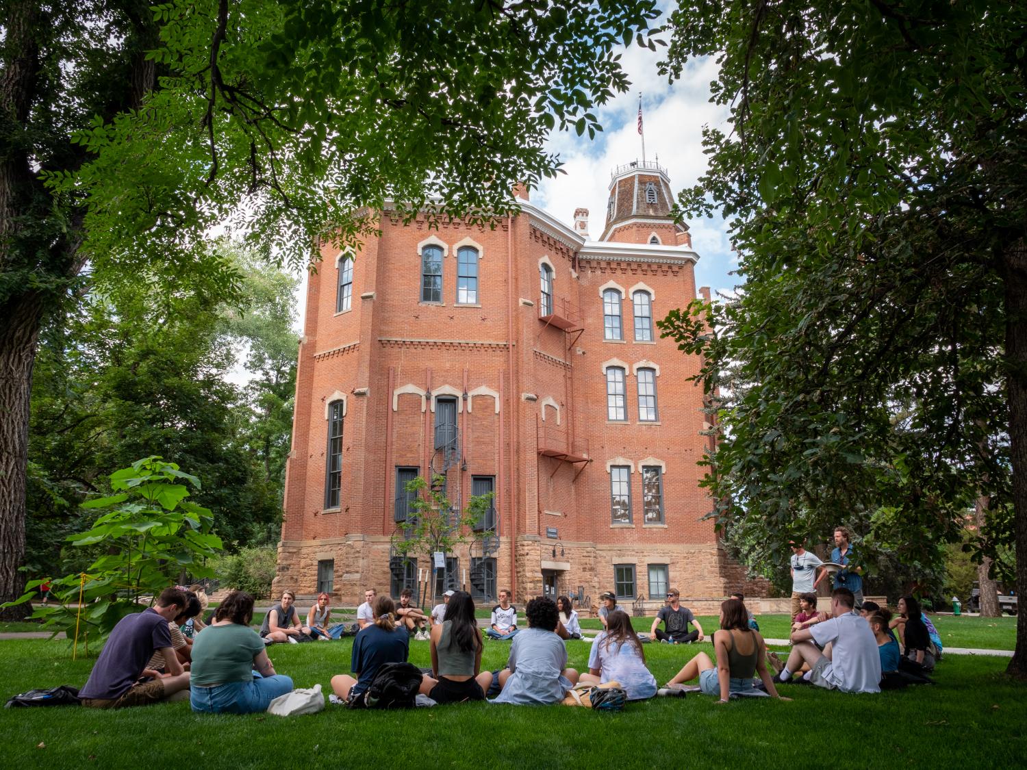 First Day of Class, students outside