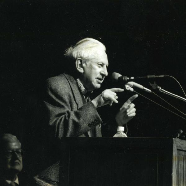 Studs Terkel speaking at the Conference at World Affairs