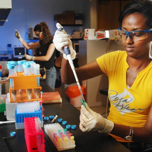 girl with test tube