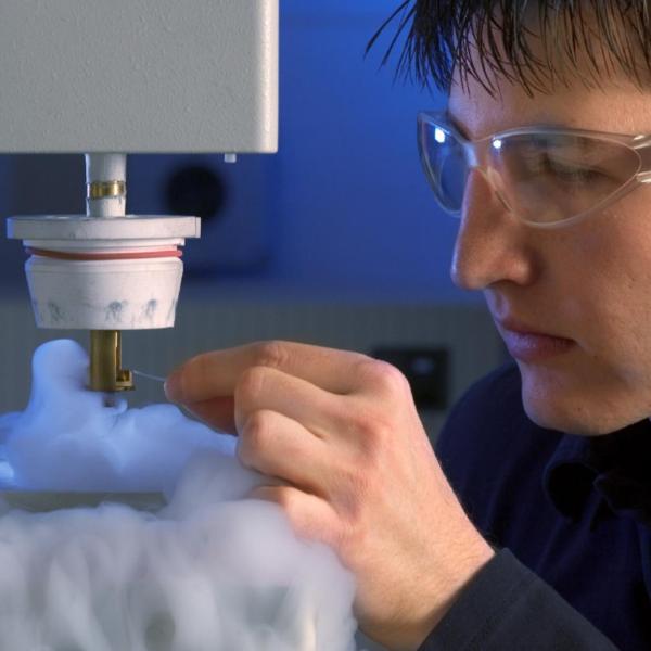 man with dry ice