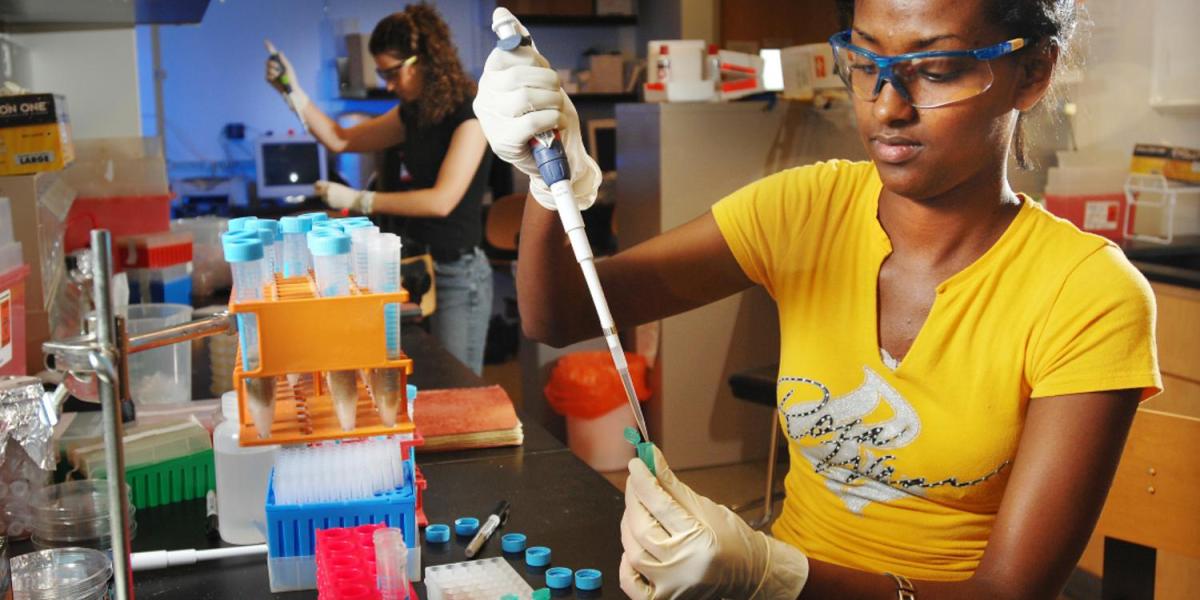 girl with test tube