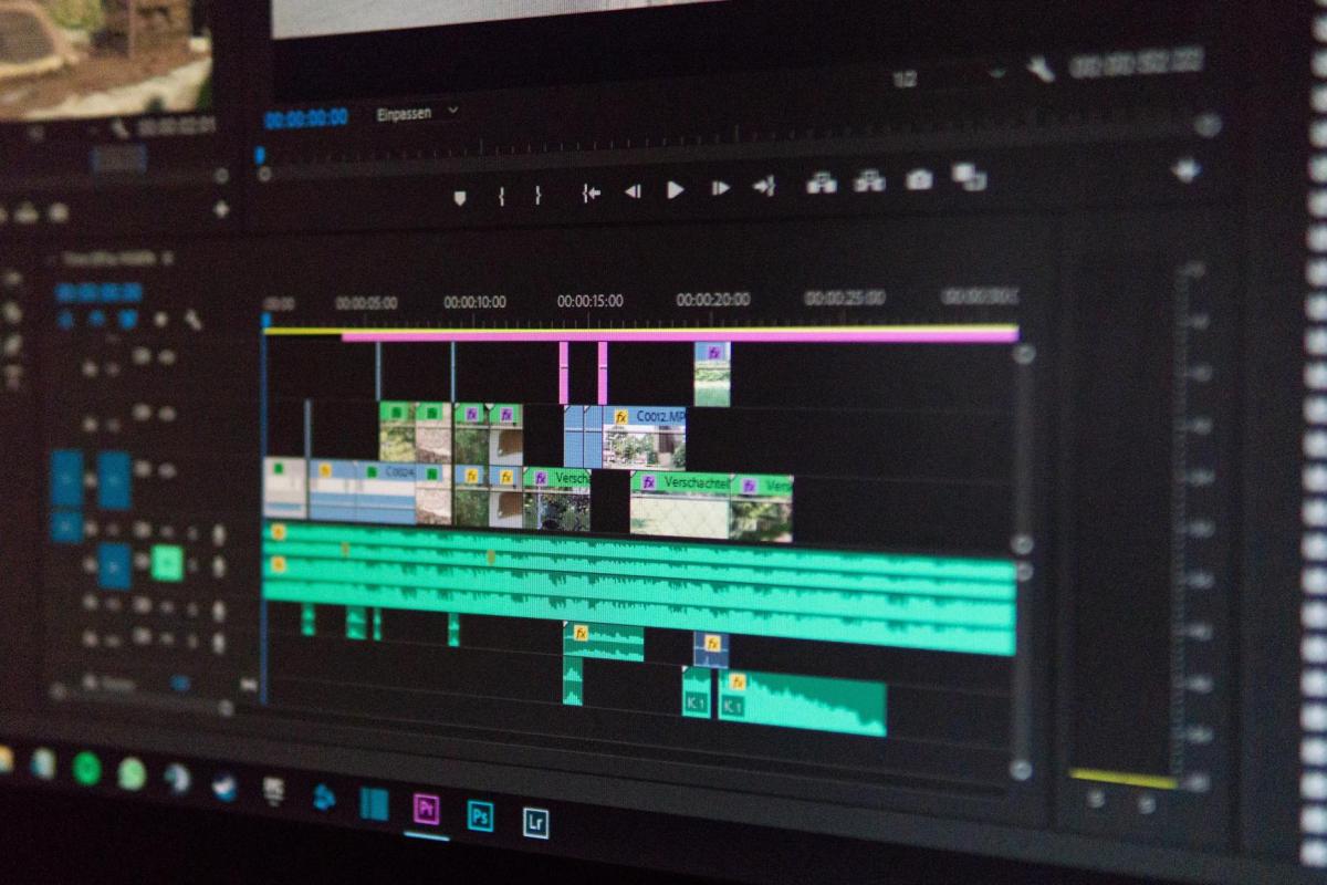 Video editing platform open on computer screen