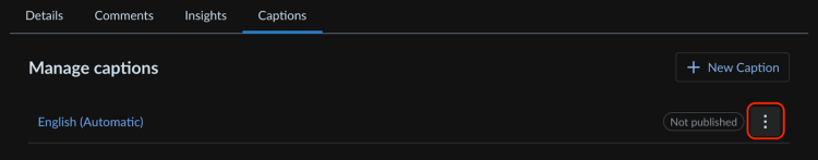 Caption menu button is highlighted for the English automatic captions.